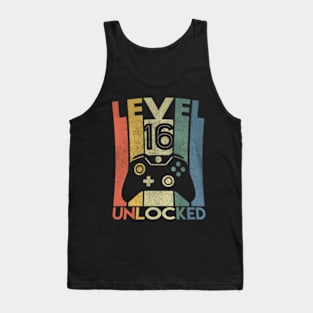 Level 16 Unlocked  Video Gamer 16th Birthday Tank Top